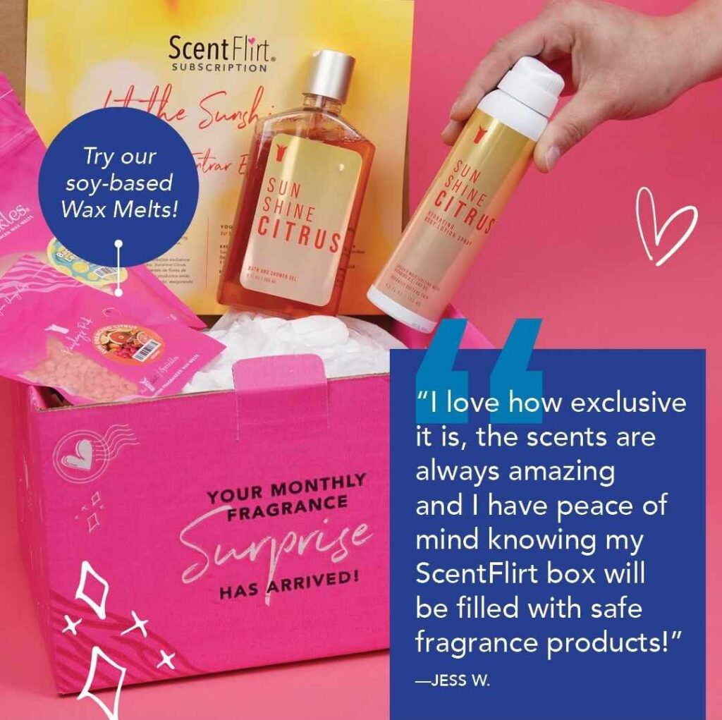 Example of a monthly scent flirt box.